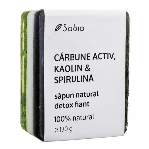 Săpun natural detoxifiant cu CĂRBUNE ACTIV, KAOLIN ȘI SPIRULINĂ