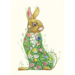 Felicitare ilustrată IEPURAȘ PE IMAȘ | BUNNY IN A MEADOW