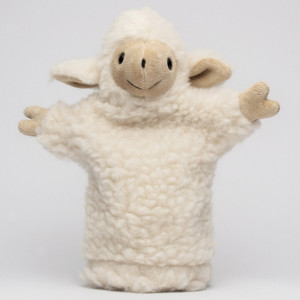 Oiță din lână – păpușă de mână WHITE