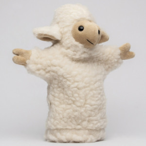 Oiță din lână – păpușă de mână WHITE